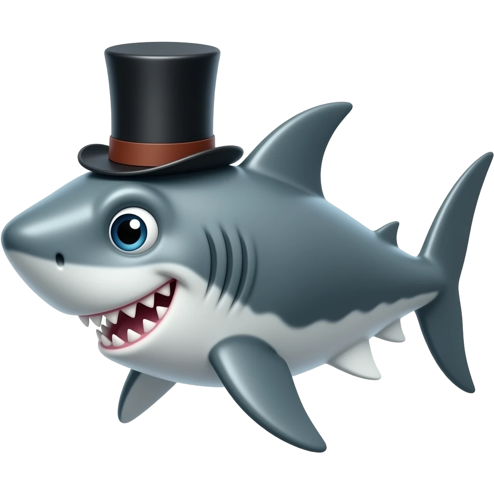 Shark with a top hat emoji