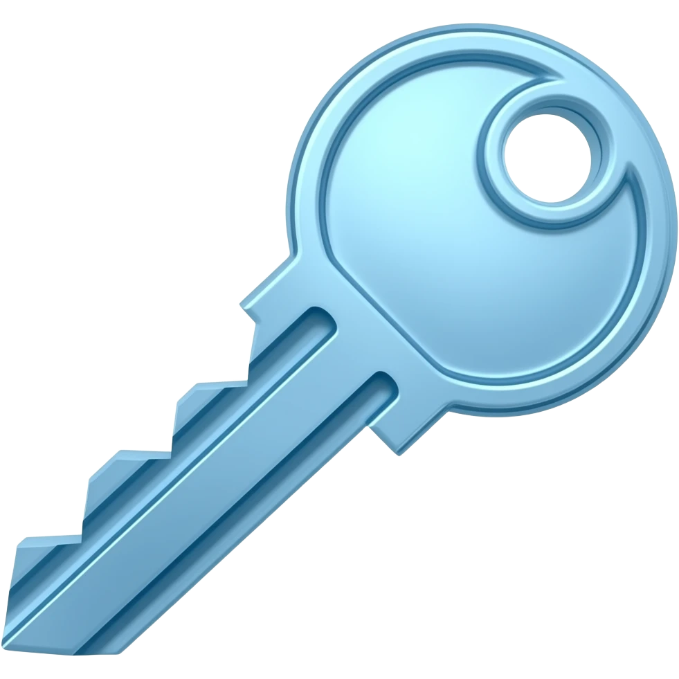 Frozen Key,centered, no background, glossy, vibrant, mobile game asset emoji