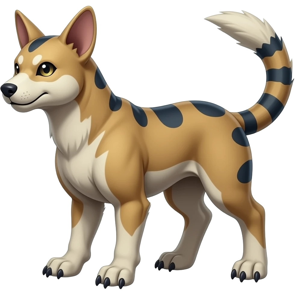 4-legged digitigrade landhai-gremz-vernid-sergal-sharpedo-houndoom-hybrid-fusion-creature, full body emoji