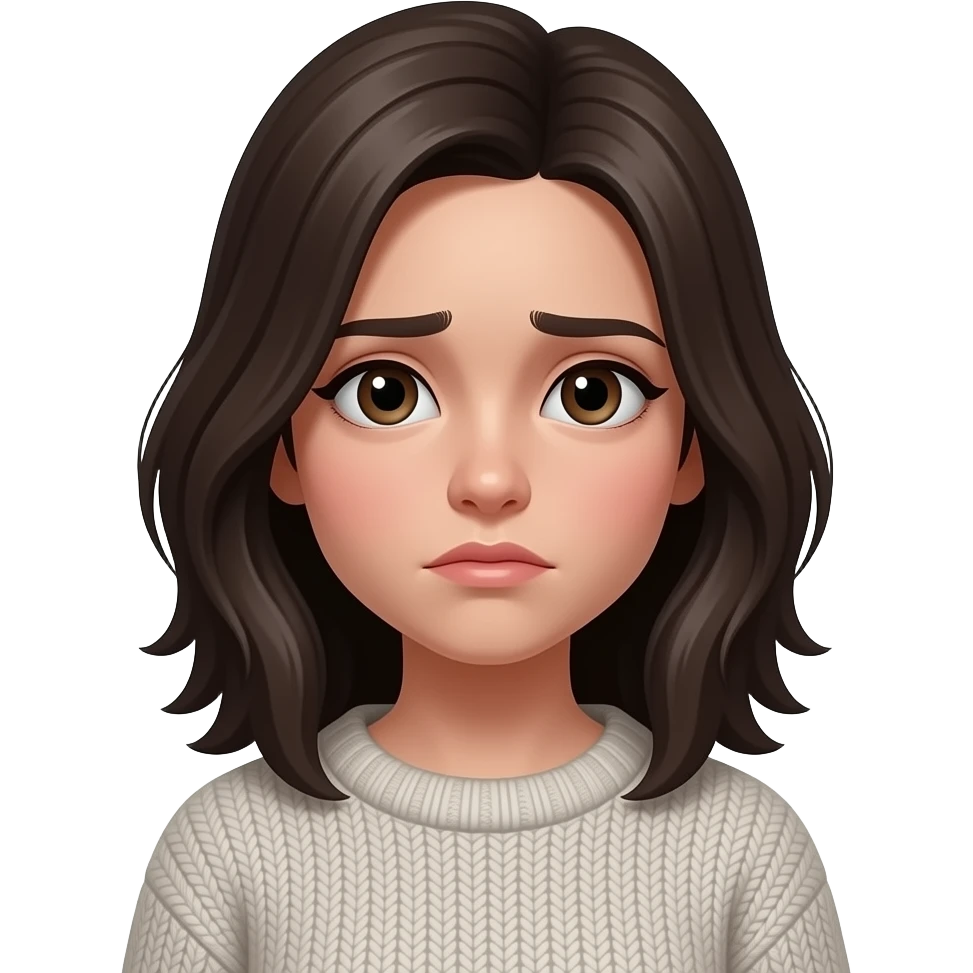 a brunet girl thinking tired emoji