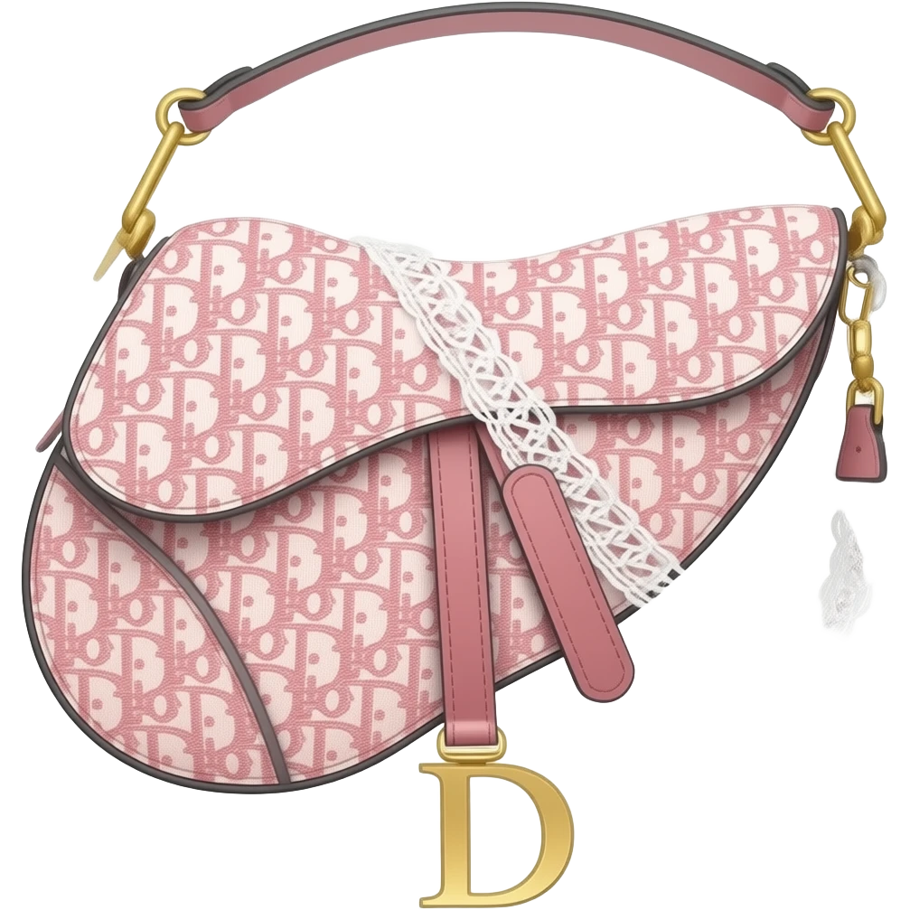 Pink Dior Oblique Embroidery and White Lace saddle bag emoji
