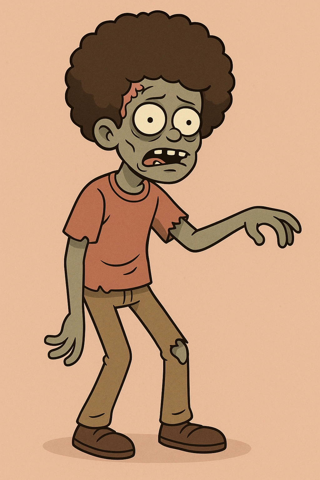 zombie boy with an afro, cartoon style emoji