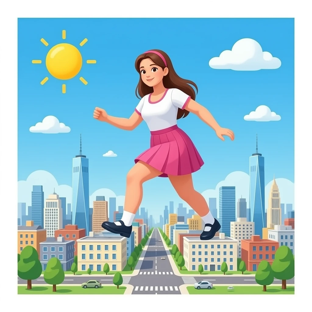 A giantess girl step on a tiny city emoji