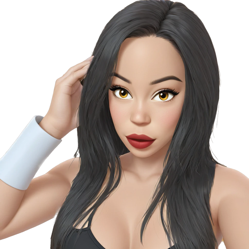 intense gaze of black-haired girl emoji