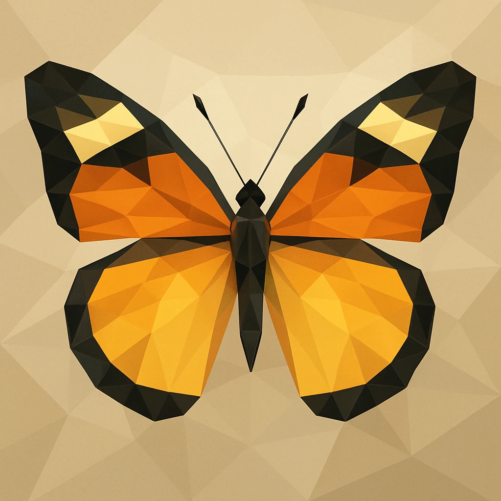 a butterfly in low-poly polygonal style, geometric shapes, modern look emoji