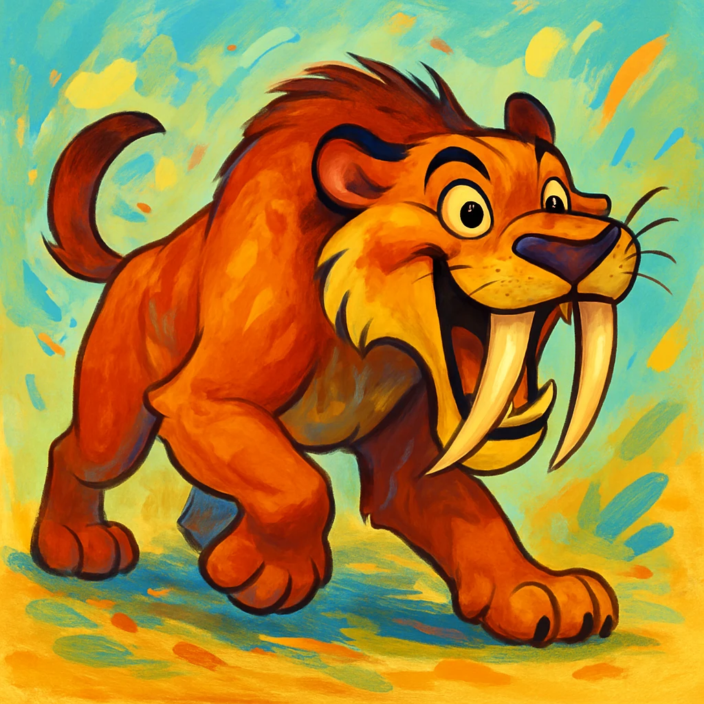 a saber-toothed animal, stylized and expressive emoji