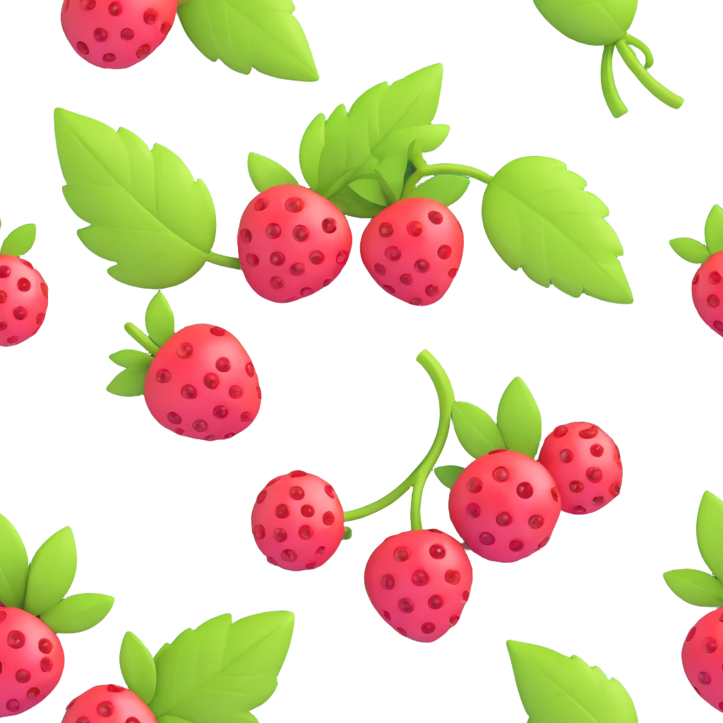 Add more volume to the berries and leaves, making them as three-dimensional as possible with expressive lighting and depth, in a modern 3D iOS style, on a clean background. emoji