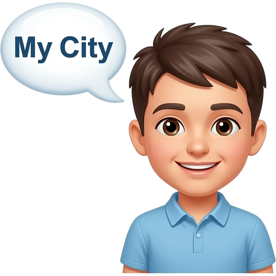 create the emoji of a boy telling "My City" emoji