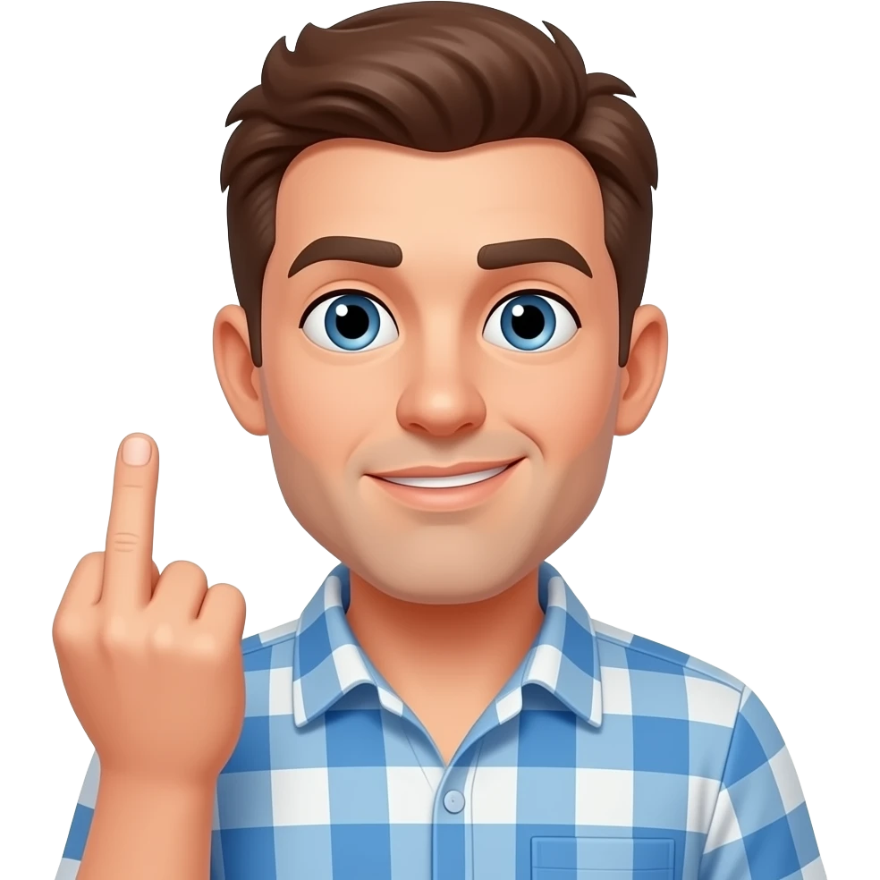 Man jacking off and giving middle finger emoji