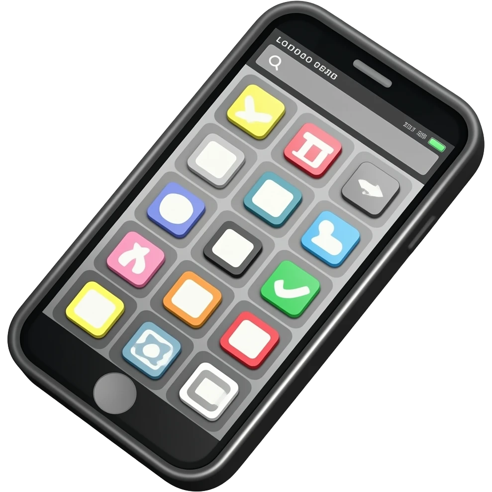 thick black outline, smartphone emoji, thick black outline, simple cartoon emoji