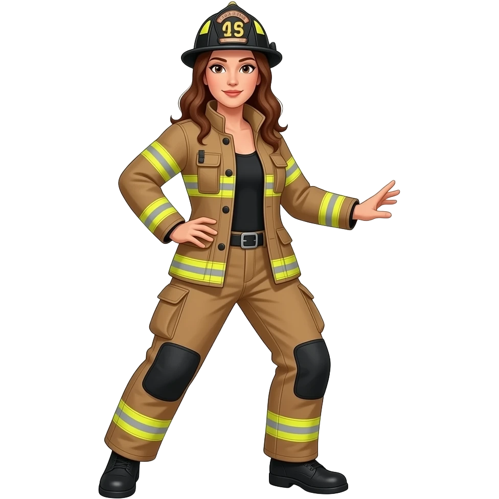 Firefighter woman full naked body dances emoji