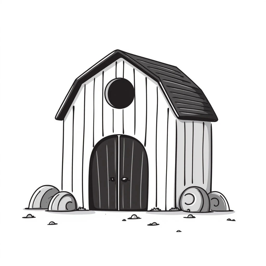 a barn, hand drawn doodle style emoji