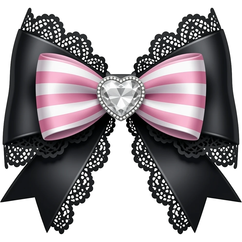 Black bow, Jiraikei, lace.  Pink, white stripes, with a heart-shaped diamond charm. emoji