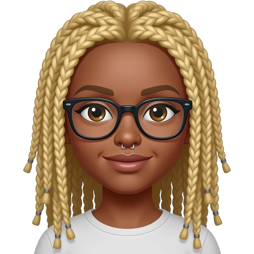 Black girl with blonde locs and eyeglasses and nose piercings emoji