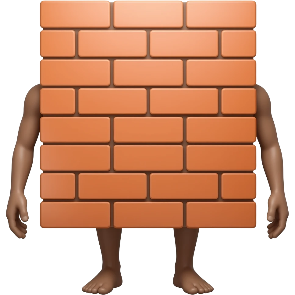 A brick wall with legs without arms emoji