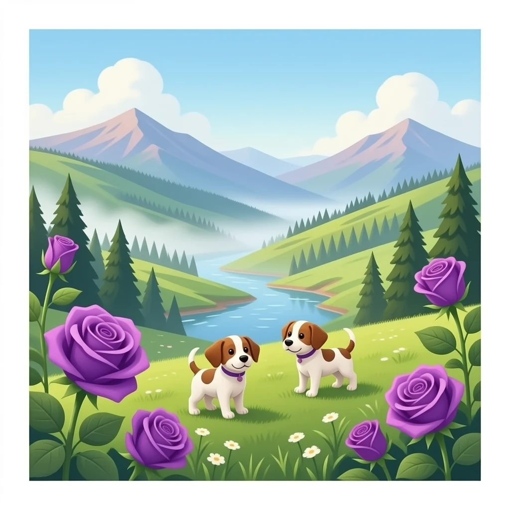 valley of thorns with purple roses and puppies emoji