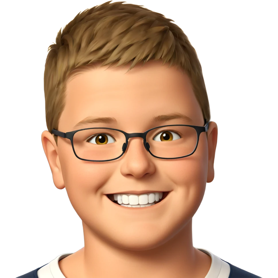 smiling boy with glasses meme emoji