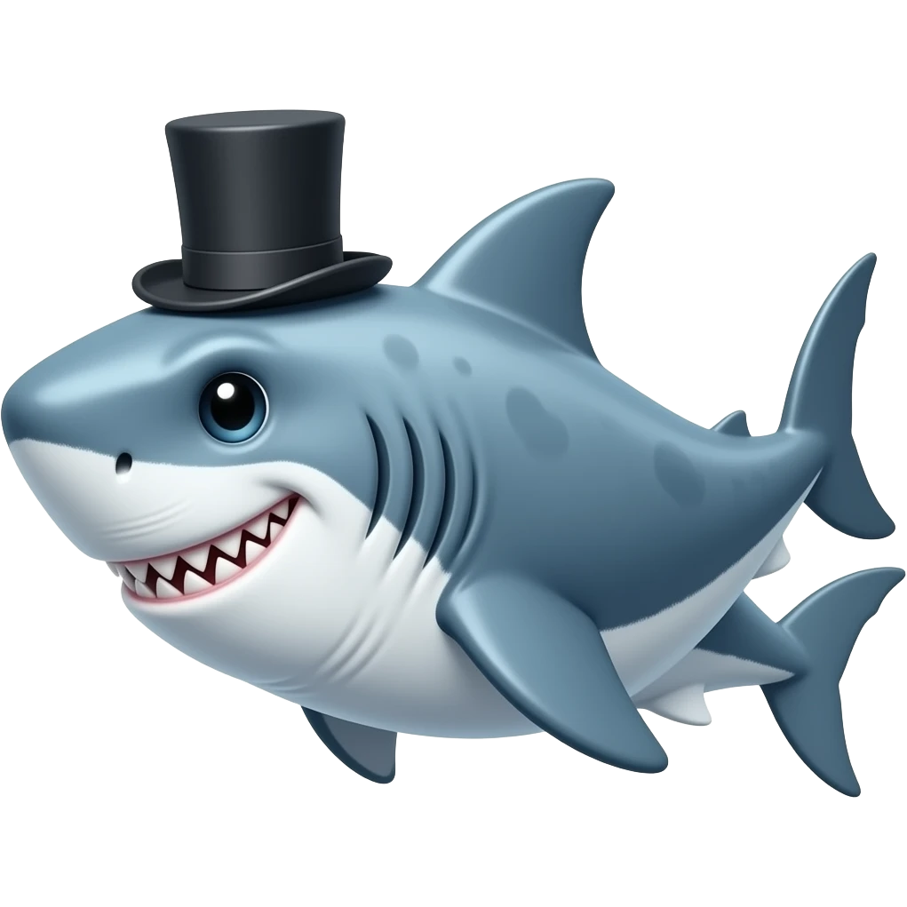 Shark with a top hat emoji