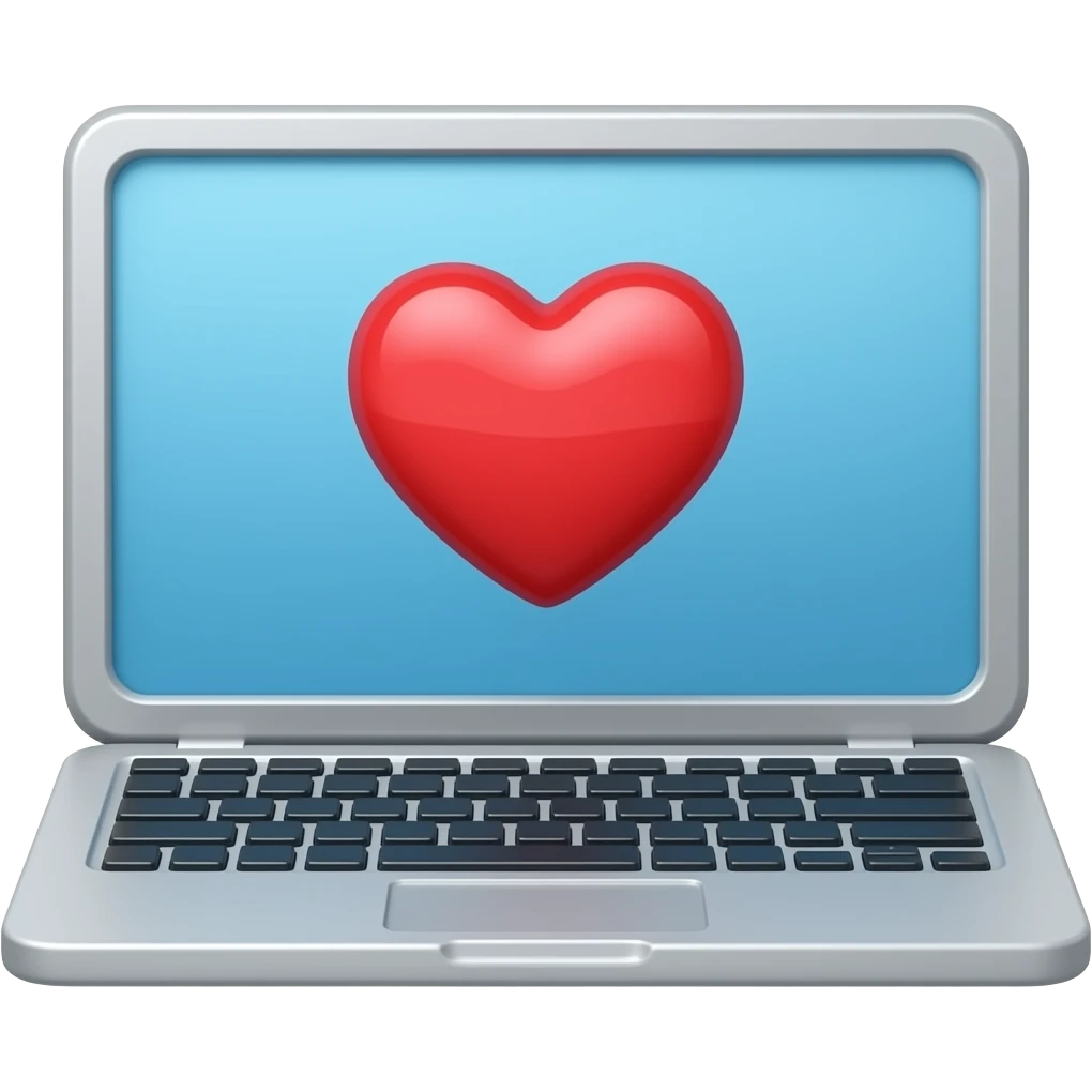 laptop with heart emoji