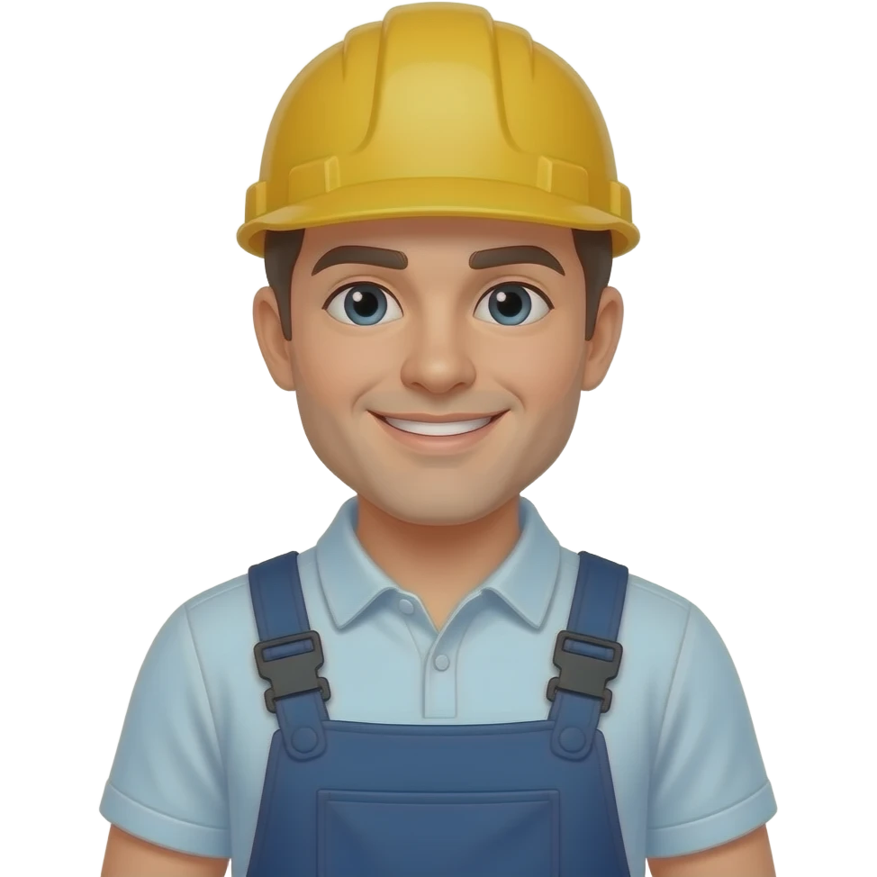 자영업자 살짝 미소 젊은 남자 작업복 입은 emoji