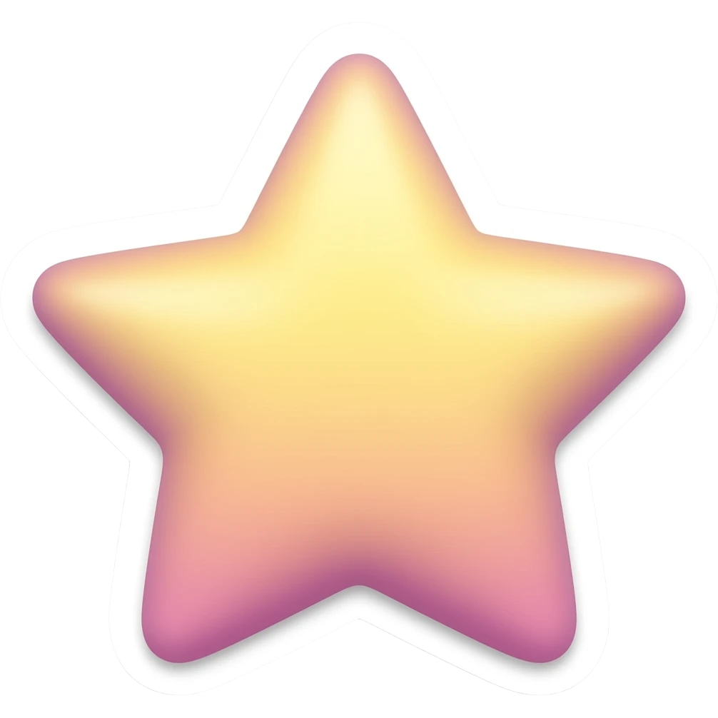 Звезда - Нарисованный 2d Стикер-дизайн, пастельные цвета, округлые формы, без глаз и ртов emoji