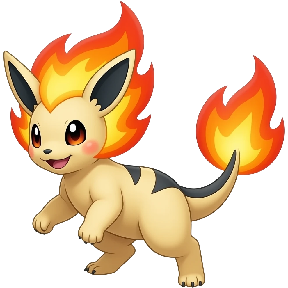 Elemental fire-flying-type magical colorful exotic animesque Pokémon-Fakémon emoji