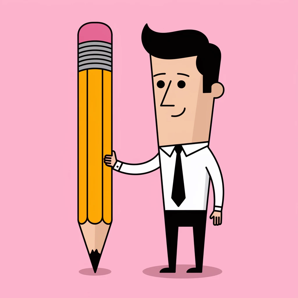 a very thin man next to a pencil emoji