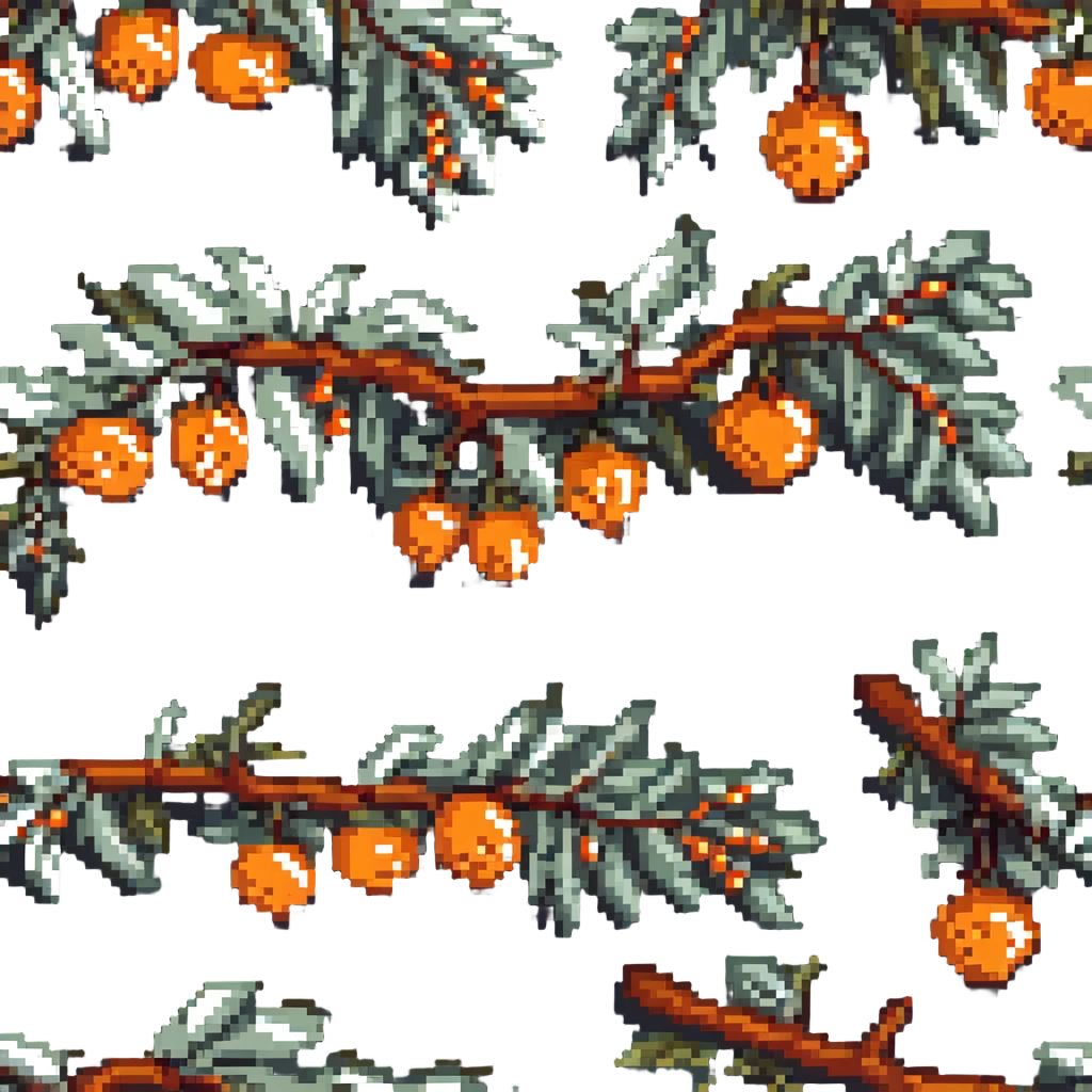 sea buckthorn branch with orange berries emoji