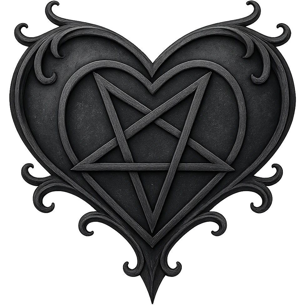 gothic heart with a pentagram, remove background emoji