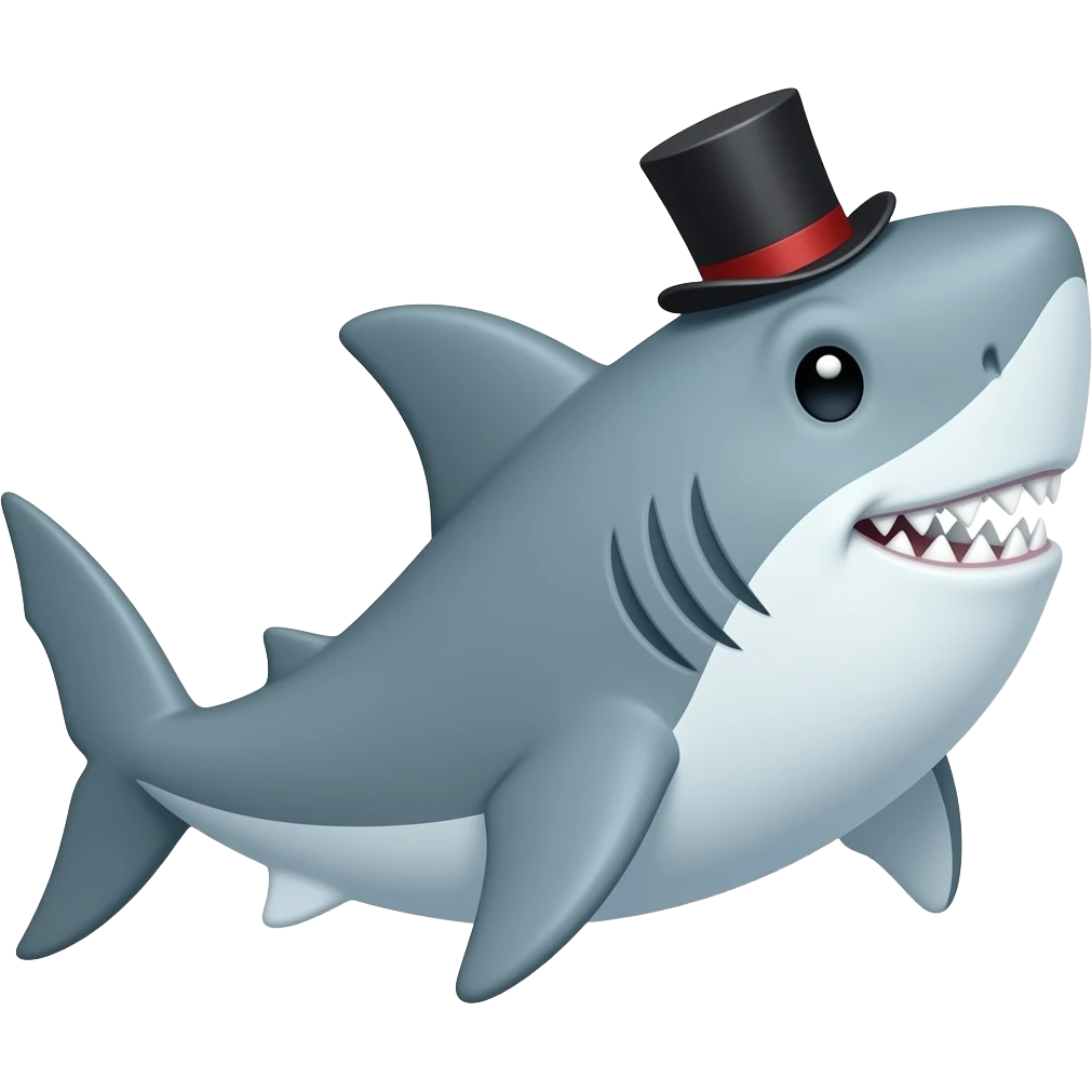 Shark with a top hat emoji