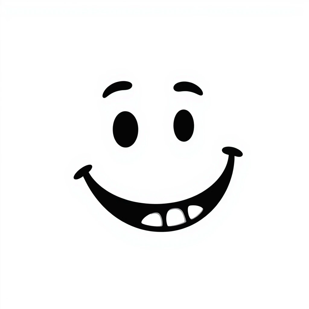 smiley face with missing teeth, hand-drawn doodle style emoji