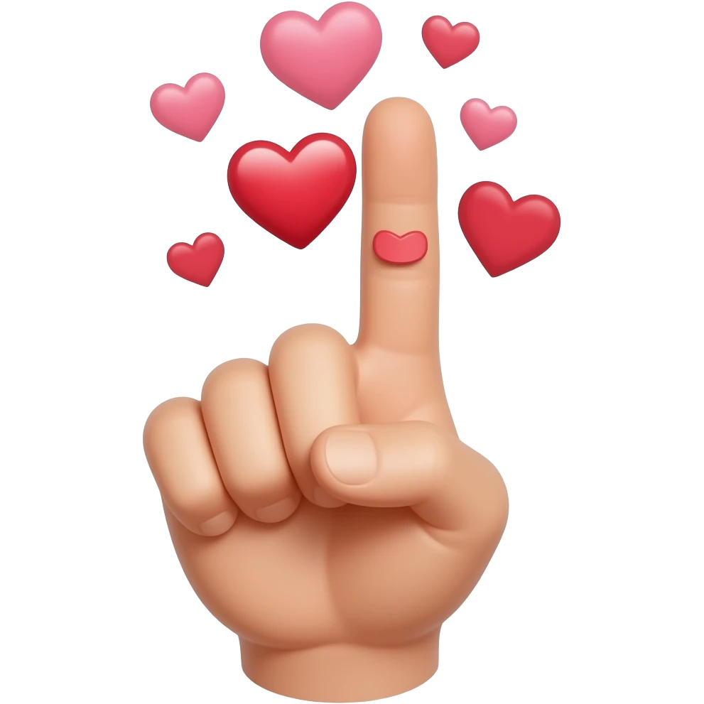 middle finger with hearts emoji