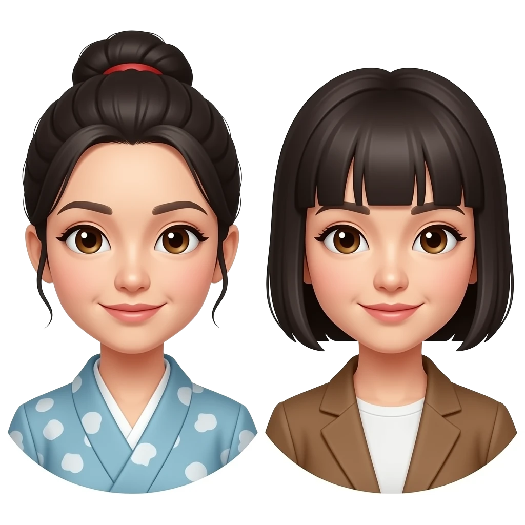 Beautiful women wearing  jimiki faces emoji