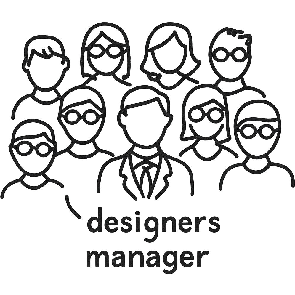A group of 8 designers and one manager emoji