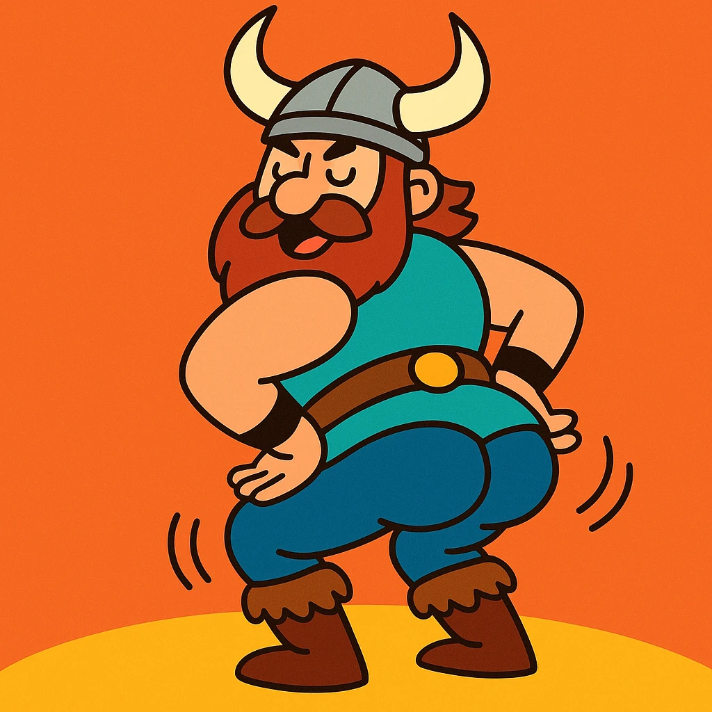 funny viking character twerking, simple background emoji