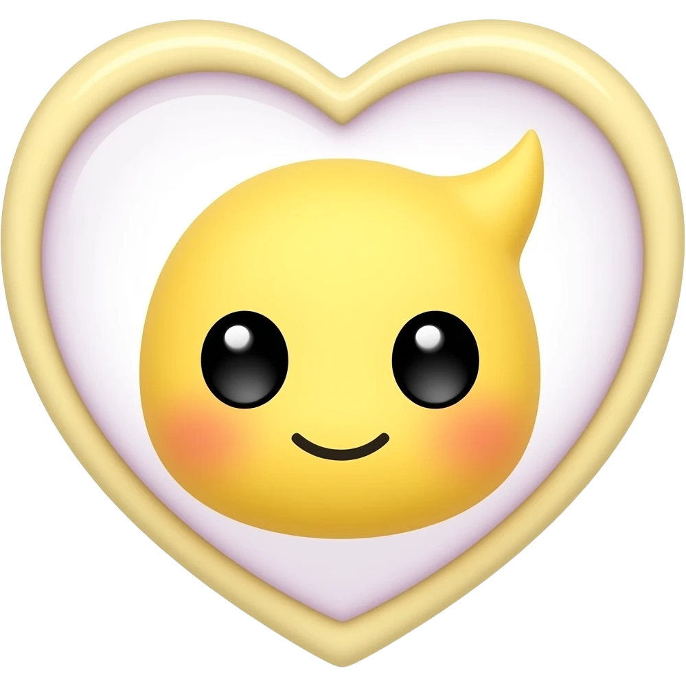 A yellow pastel emoji with cute eyes and a heart border emoji