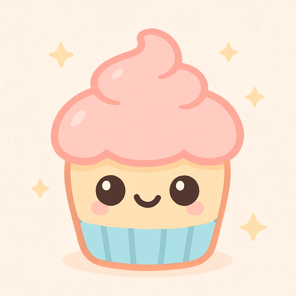 cupcake with pink icing, clear cupcake shape, pink frosting, playful and inviting, visually appealing, no text emoji