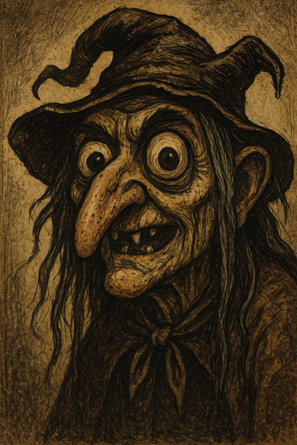 ugly witch with a big nose and big eyes, distinct style 4 emoji