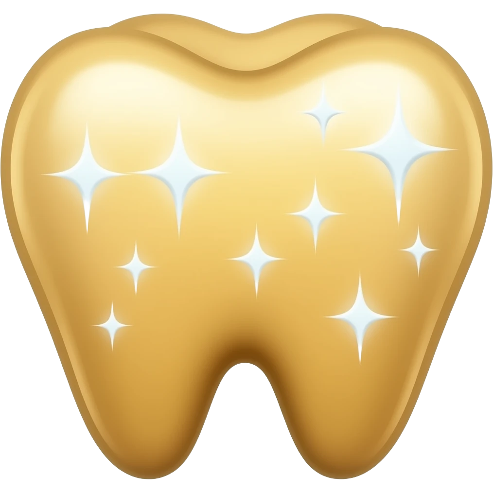 Golden teeth with a cleaniness spark emoji