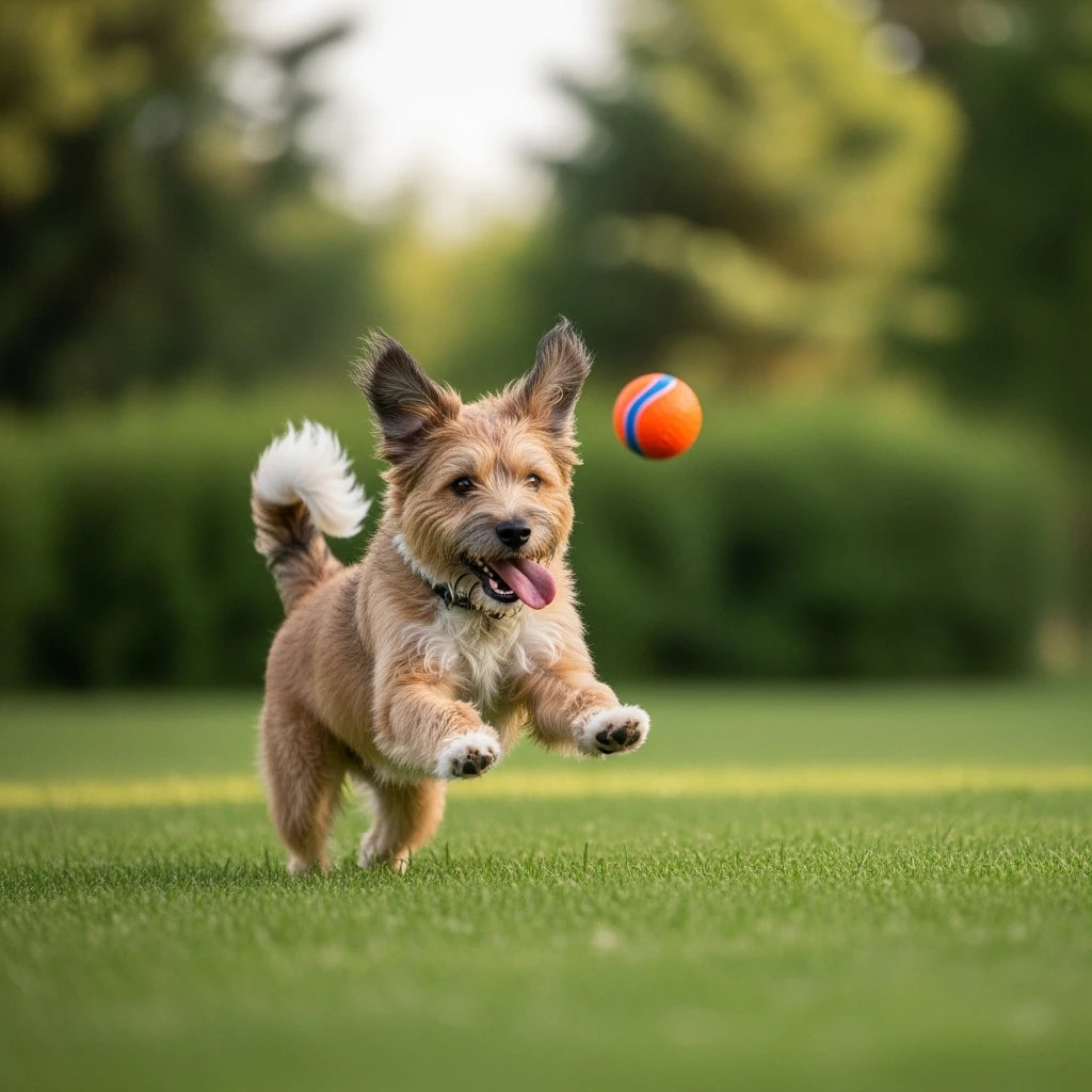 happy dog running after ball emoji