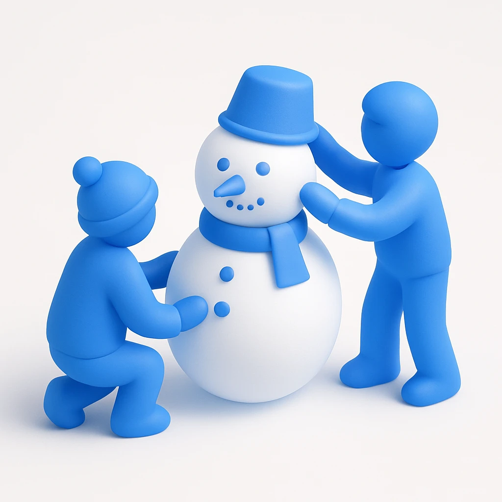 people making a snowman emoji