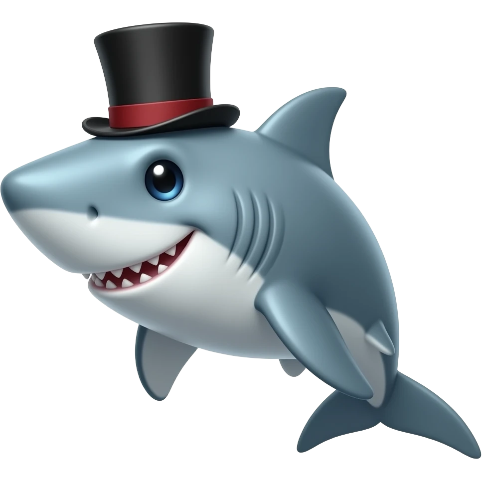 Shark with a top hat emoji