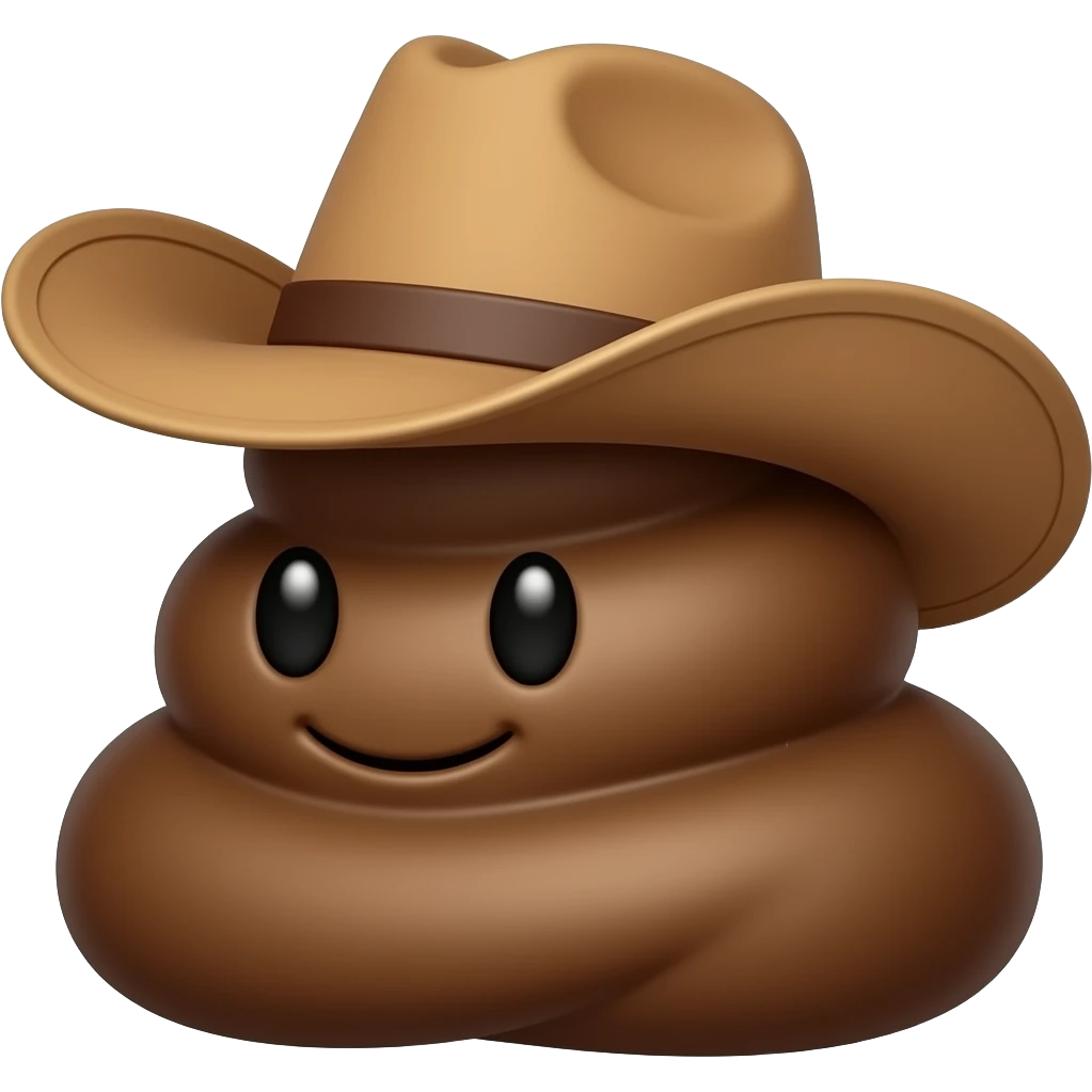 Cute 💩 with cowboy hat  on Sideways emoji