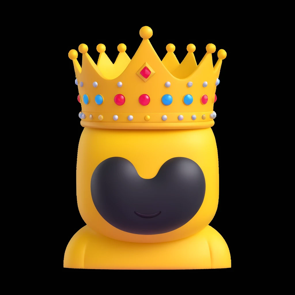 Among Us crewmate, yellow color, with a crown, simple background emoji