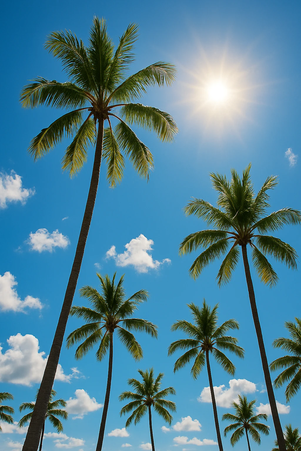 sunny sky photo with palm trees emoji