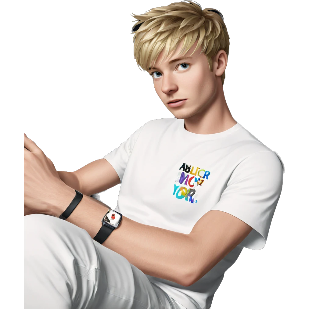 blonde boy in white outfit emoji