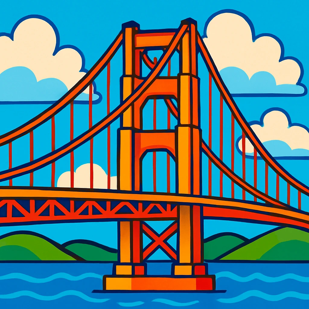 bridge, vibrant cartoon style emoji