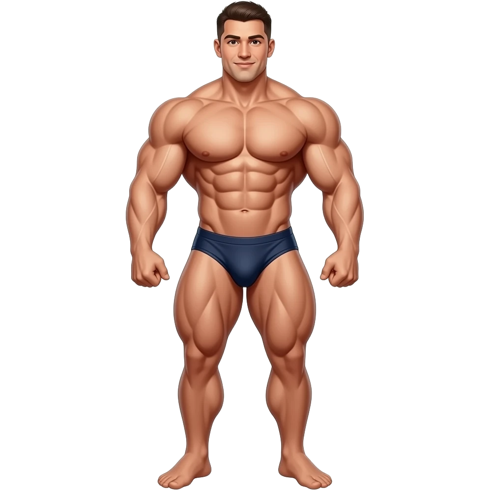 Huge muscular bodybuilder in briefs with huge bulge full body sticker emoji