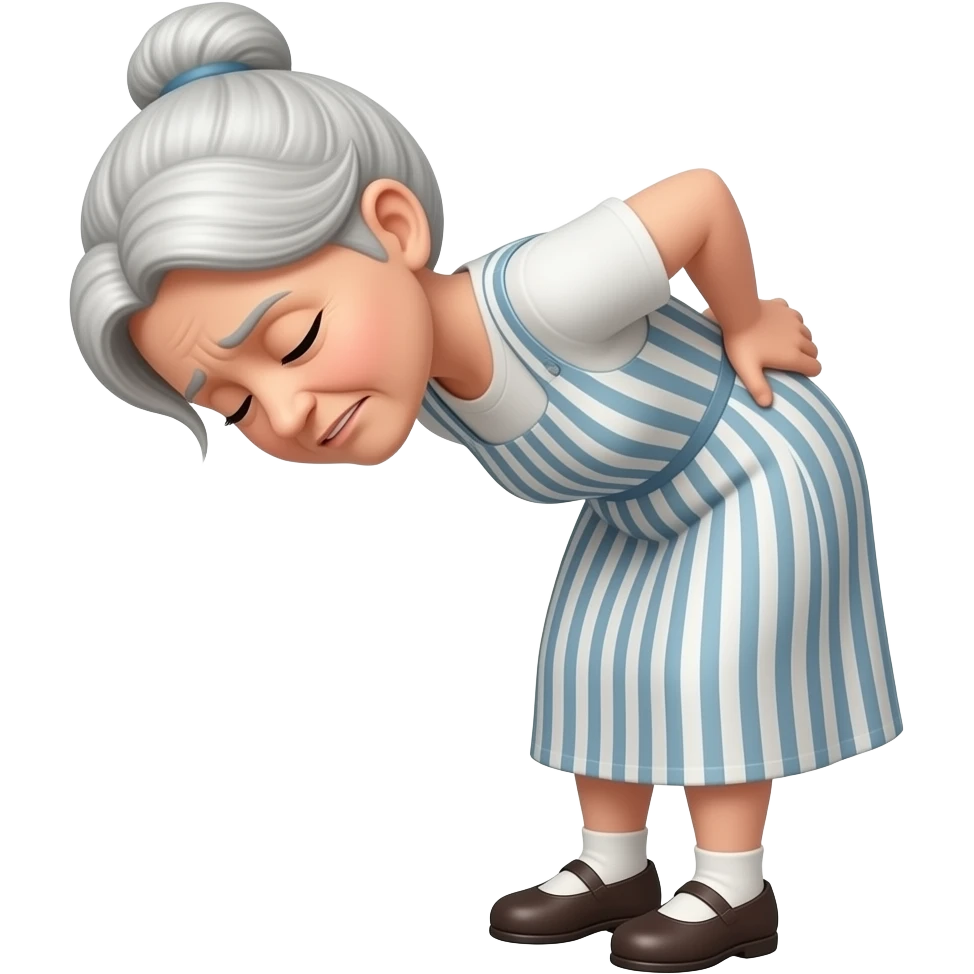 Old woman bent over, holding her back in pain emoji