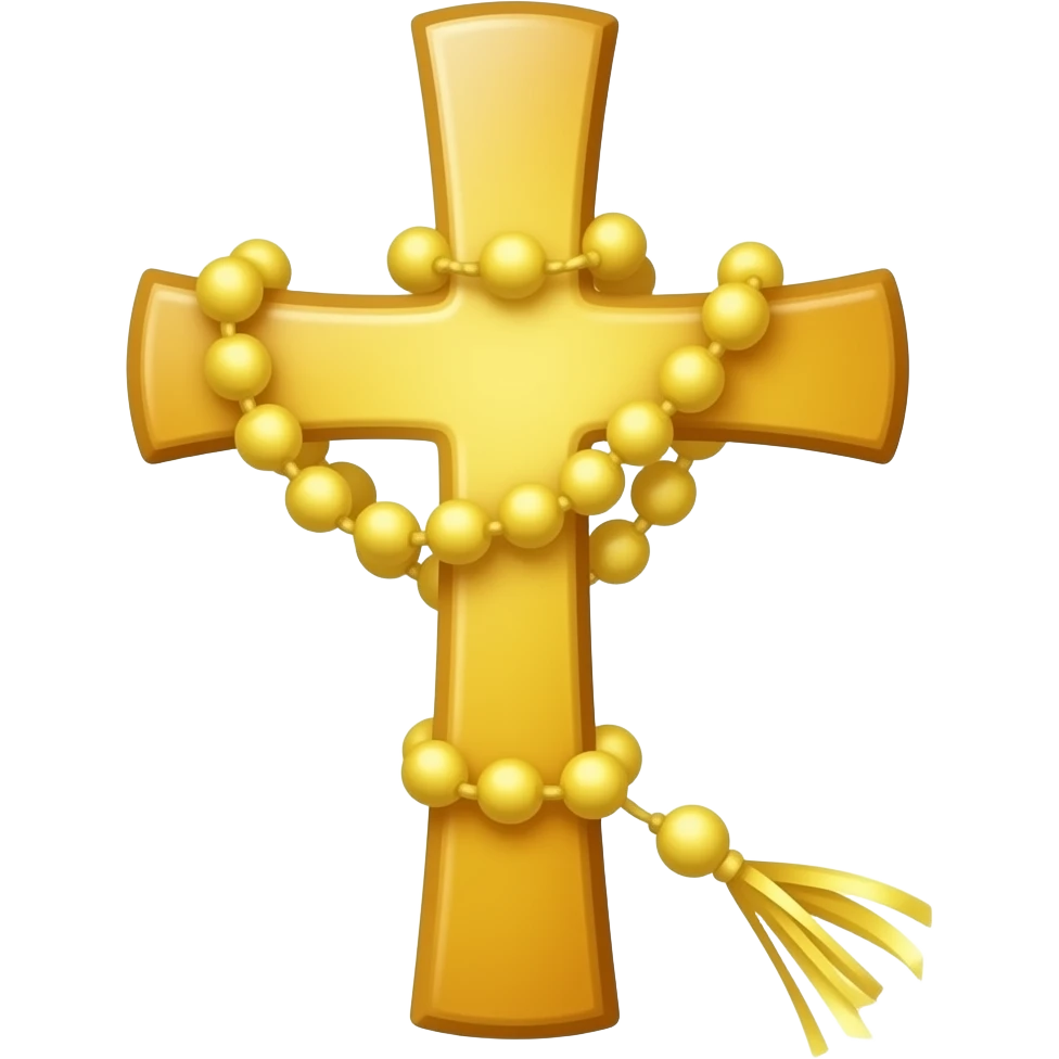 Cruz sagrada amarela com rosário amarelo emoji